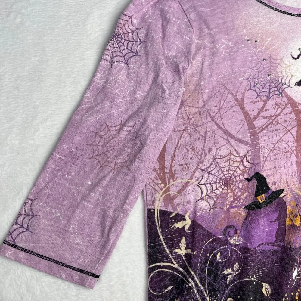 i.b. diffusion y2k Purple Witch 3/4 Sleeve Shirt Halloween Whimsygoth sz XL